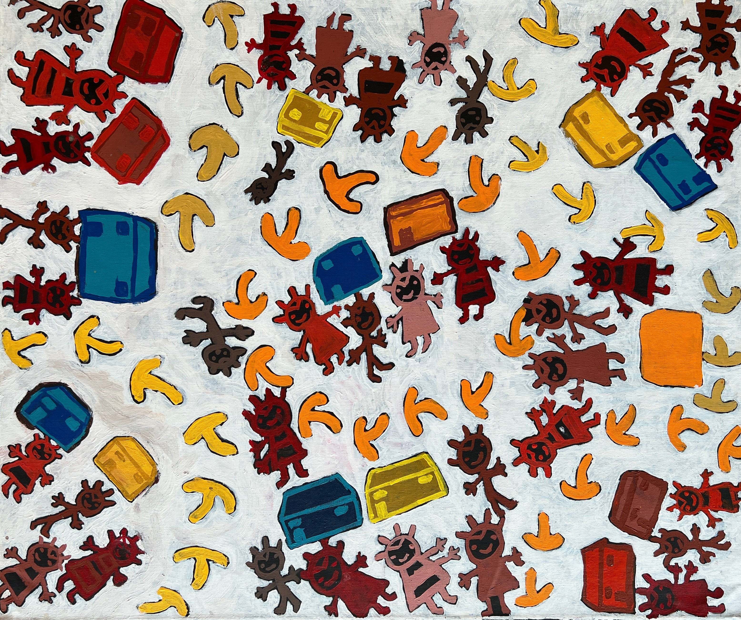 Country around Yuendumu 91cm x 76cm acrylic on canvas Aboriginal art painting by Clarise Poulson, ethically sourced