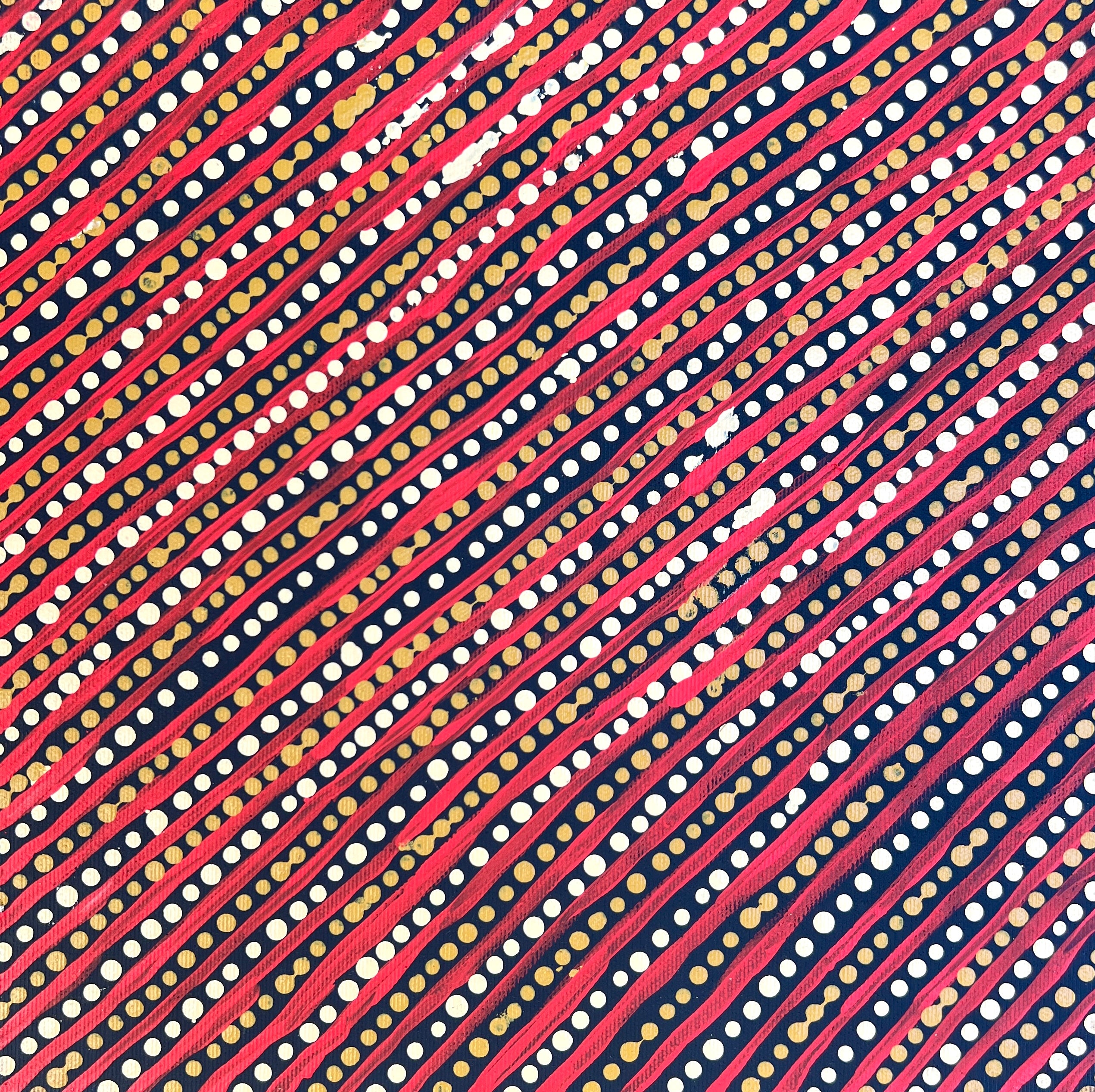 'Snake Dreaming' by Isaac Jupurrurla White, 30x30cm, Central Desert Aboriginal artwork.