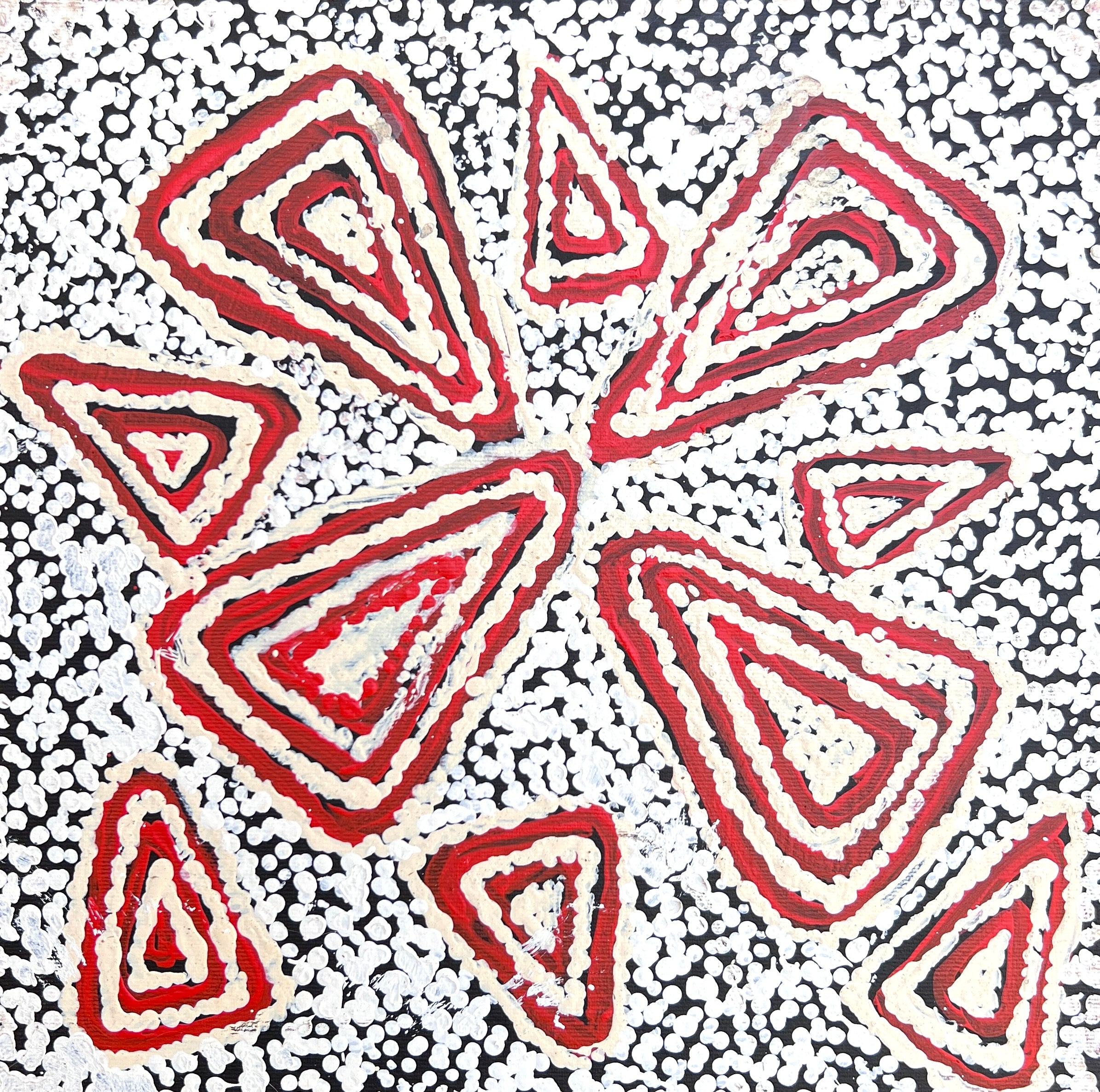 'Water Dreaming' by Juliette Nampijinpa Brown, 30x30cm, Central Desert Aboriginal artwork.