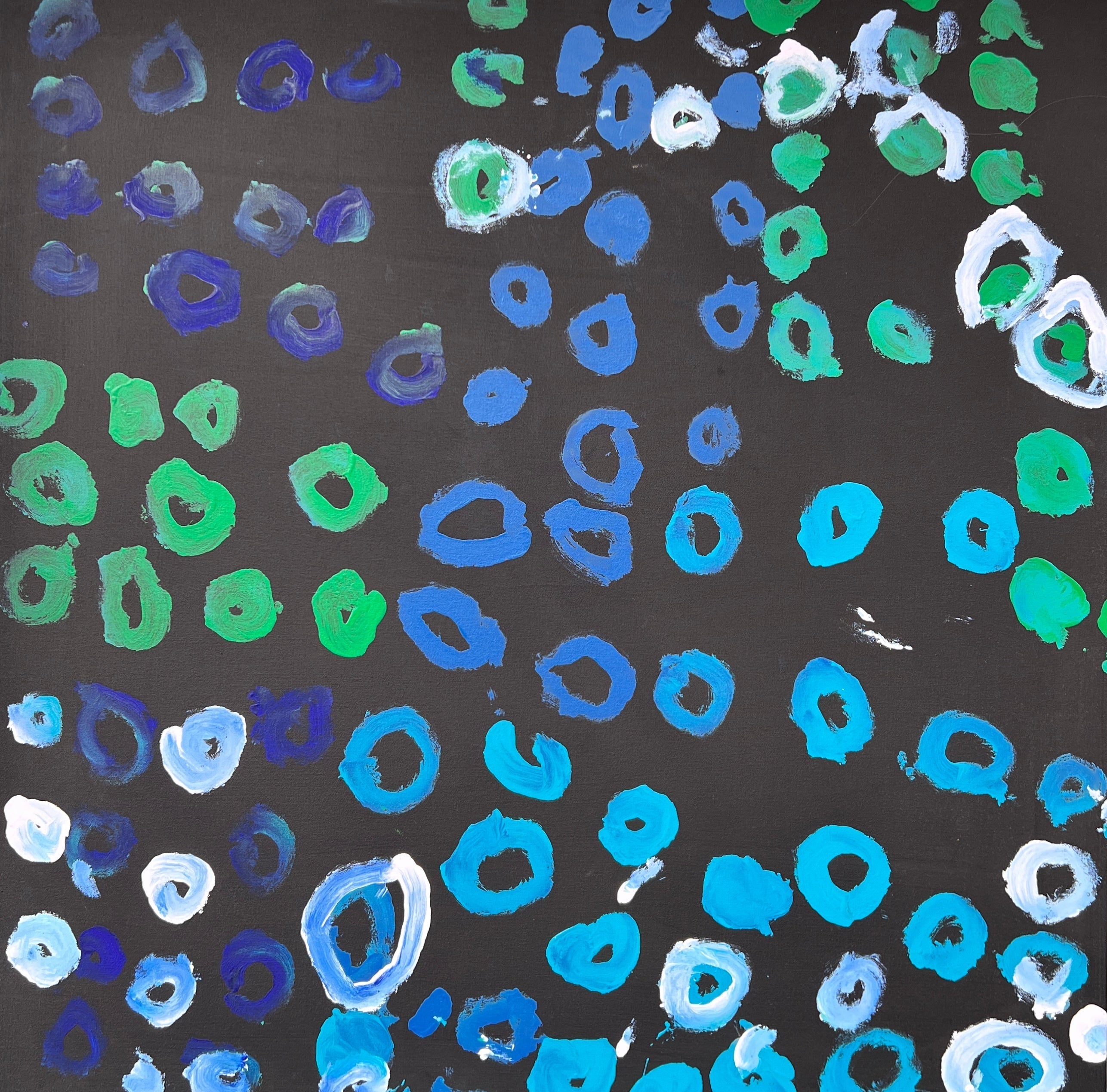 Lake Baker 101.6cm x 101.6cm Aboriginal art painting by Neville Niypula McArthur from Spinifex Country