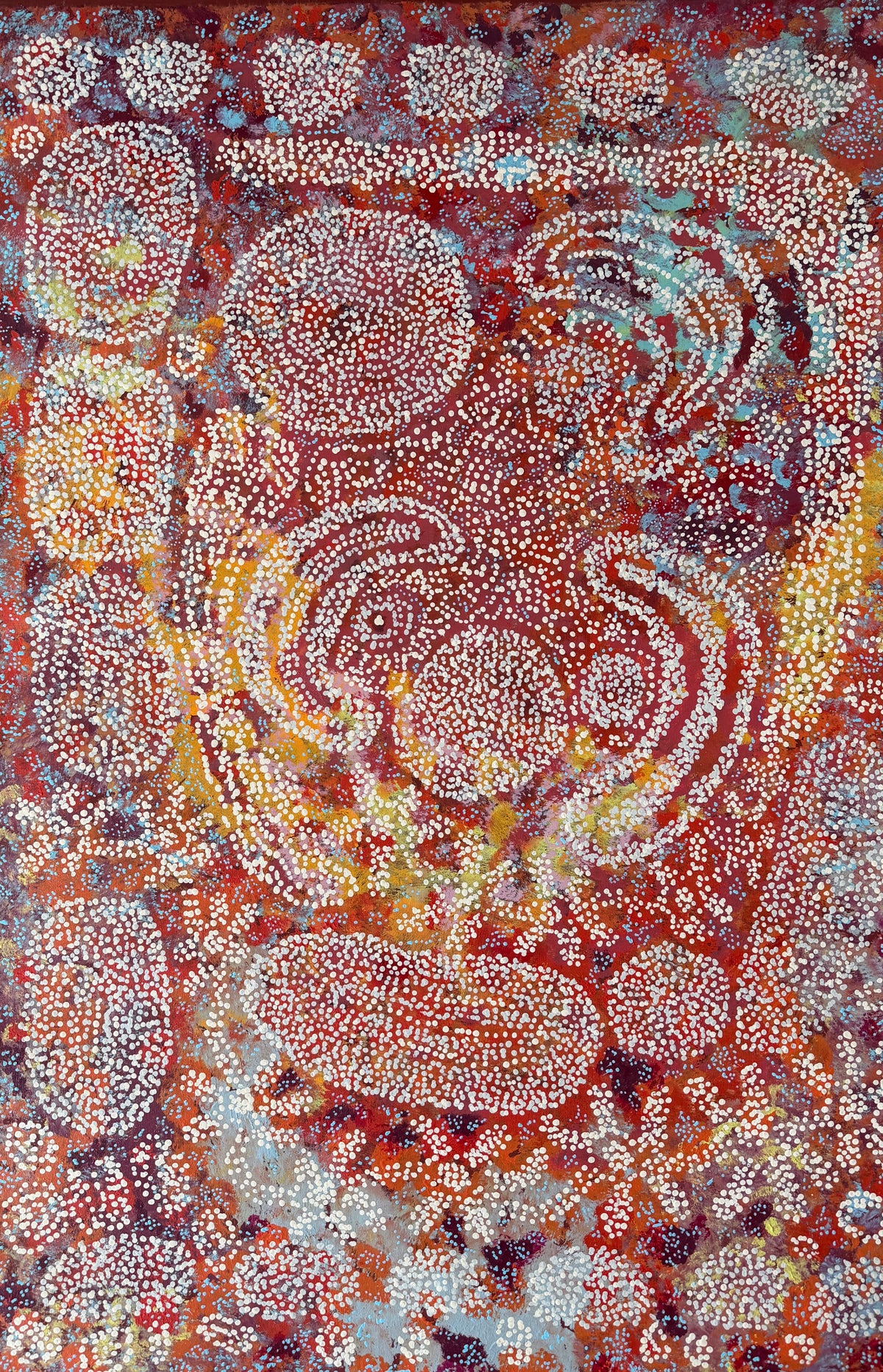 Tjitji Kutjarra by Miriam Baadjo, original Aboriginal acrylic painting on canvas, 152.4 × 101.6 cm, depicting a story of two children.
