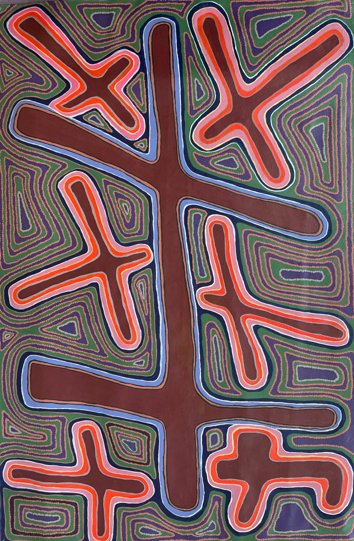 Purnaunnl by Pauline Sunfly, original Aboriginal acrylic painting, 150 × 100 cm, by a Kukatja artist from Balgo, Western Australia.