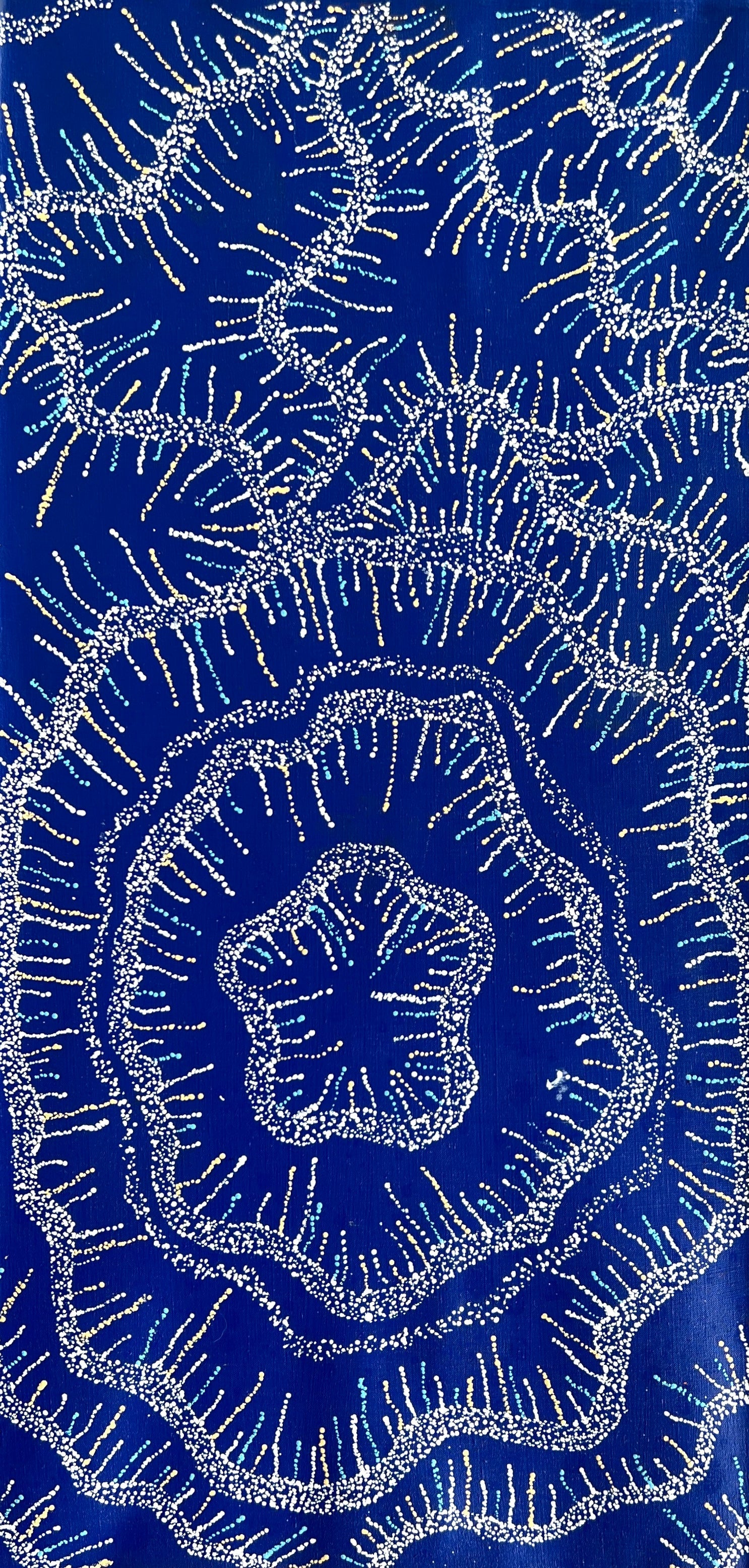 'Mina Mina Dreaming' by Sabrina Napangardi Granites, 91x46cm, Central Desert Aboriginal artwork.