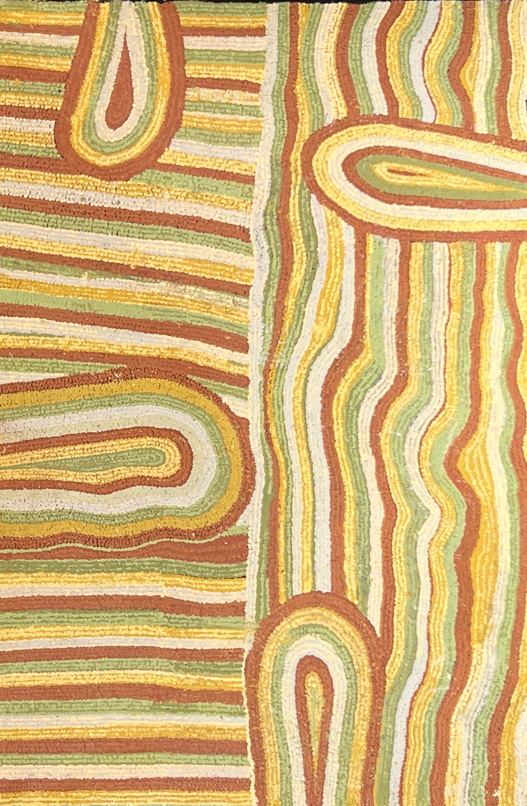 'Anumara - Caterpillar' by Yurpiya Lionel, 149x99cm, APY Lands Aboriginal artwork.