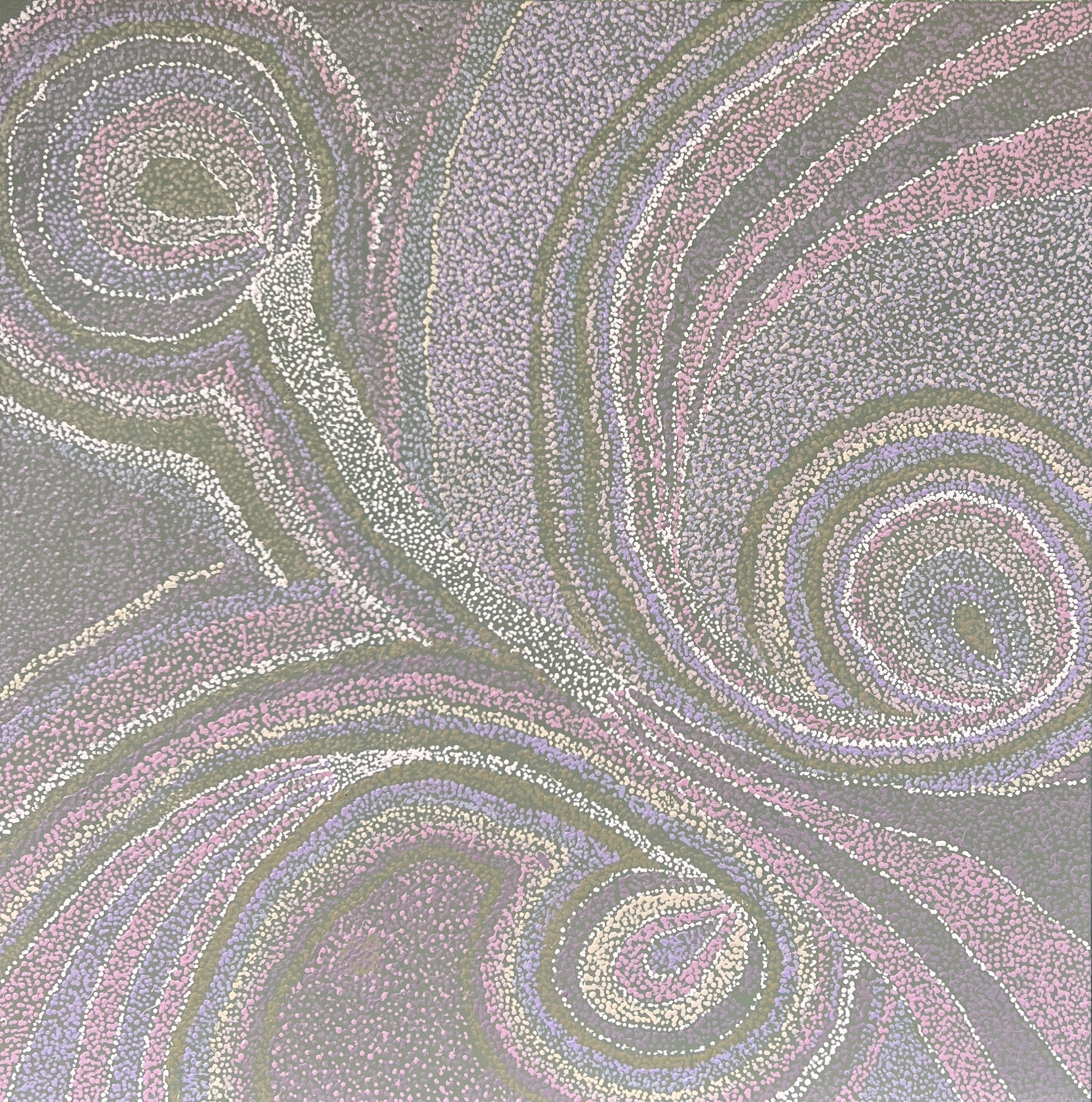 'Landscape - Warakuna' by Cynthia Burke, 100x100cm, NPY Lands Aboriginal artwork. 