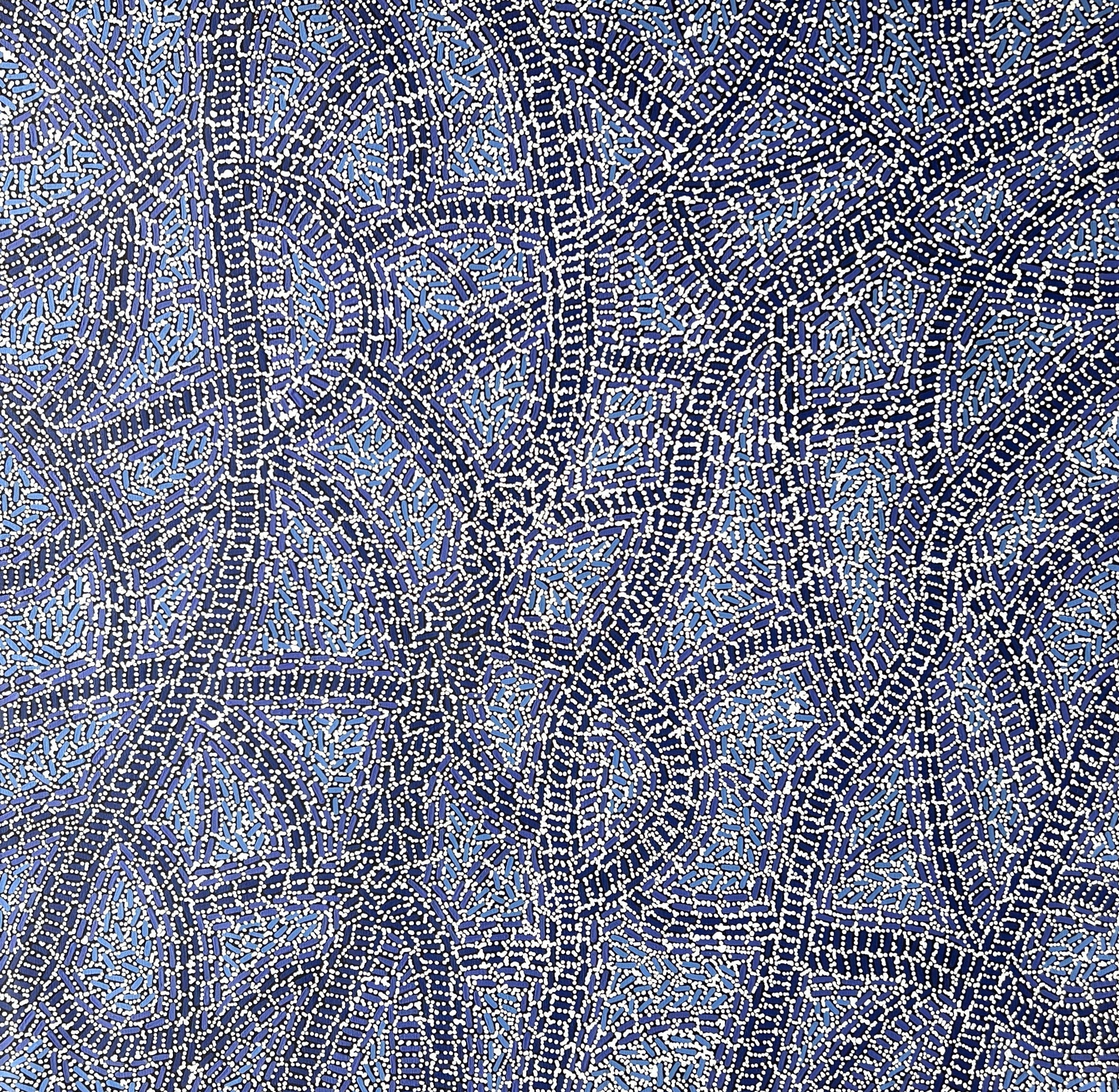 'Fire Country Dreaming' by Nathania Nangala Granites, 91x91cm, Central Desert Aboriginal artwork from Aboriginal Contemporary