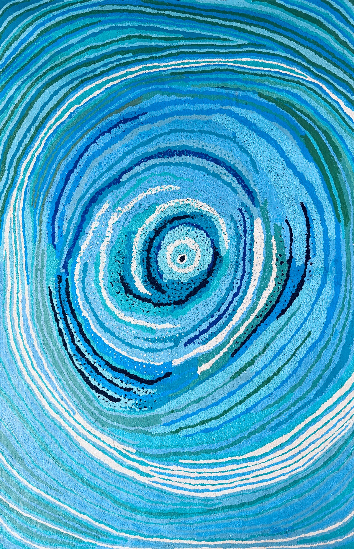 Minyurrpa (Cat. 731-24) by Geraldine Nowee, original Aboriginal acrylic painting on canvas, 182.9 × 121.9 cm, relating to sand dunes, seeds and grinding stones.
