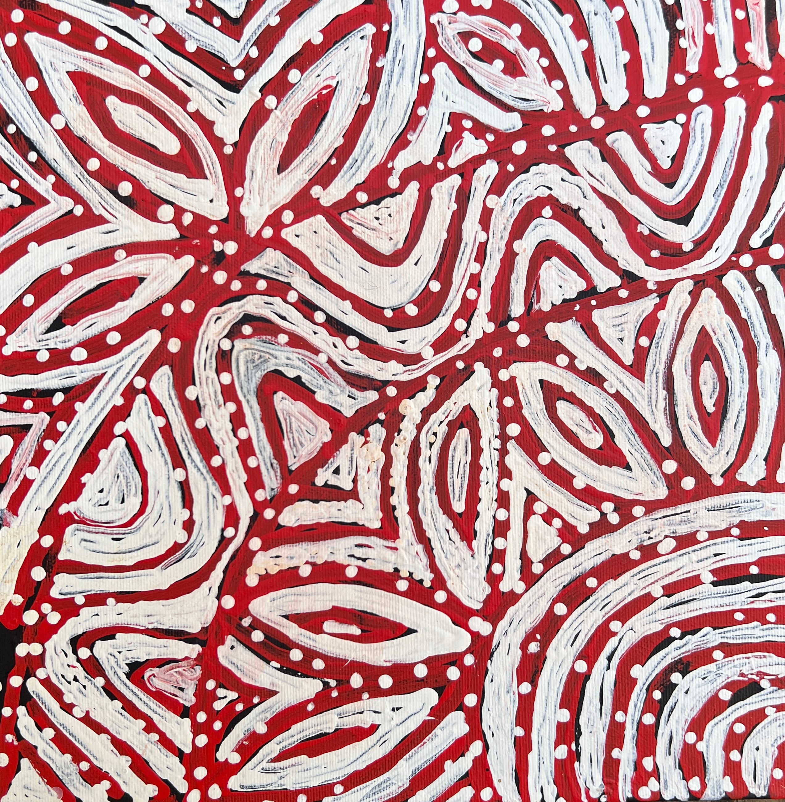 'Water Dreaming' by Juliette Nampijinpa Brown, 30x30cm, Central Desert Aboriginal artwork. 