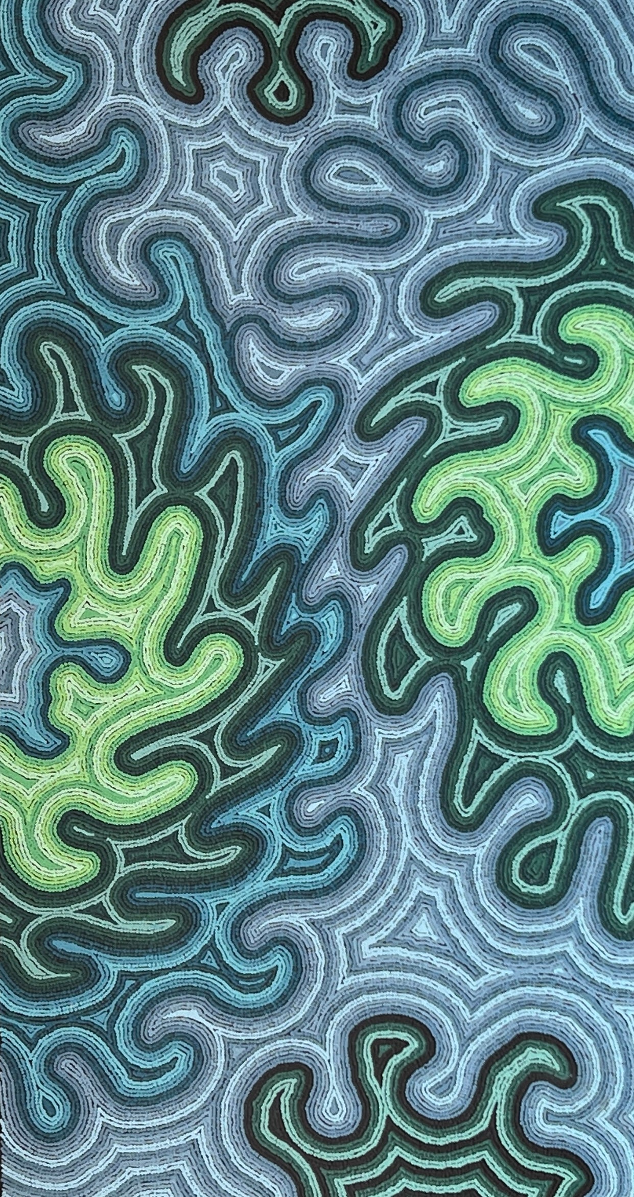 'Piltati' by Mukayi Baker, 151x81cm, APY Lands Aboriginal artwork. 