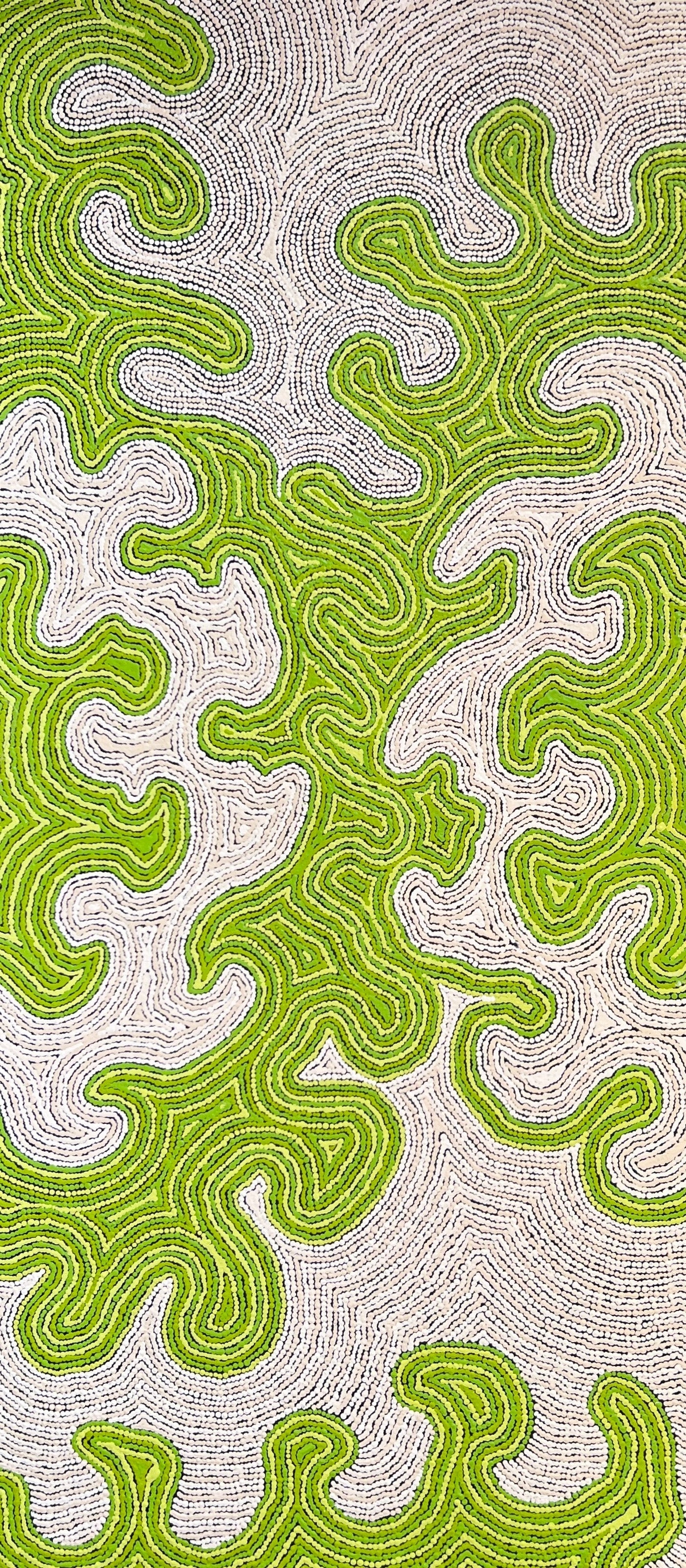 'Piltati' by Mukayi Baker, 149x67cm, APY Lands Aboriginal artwork. 