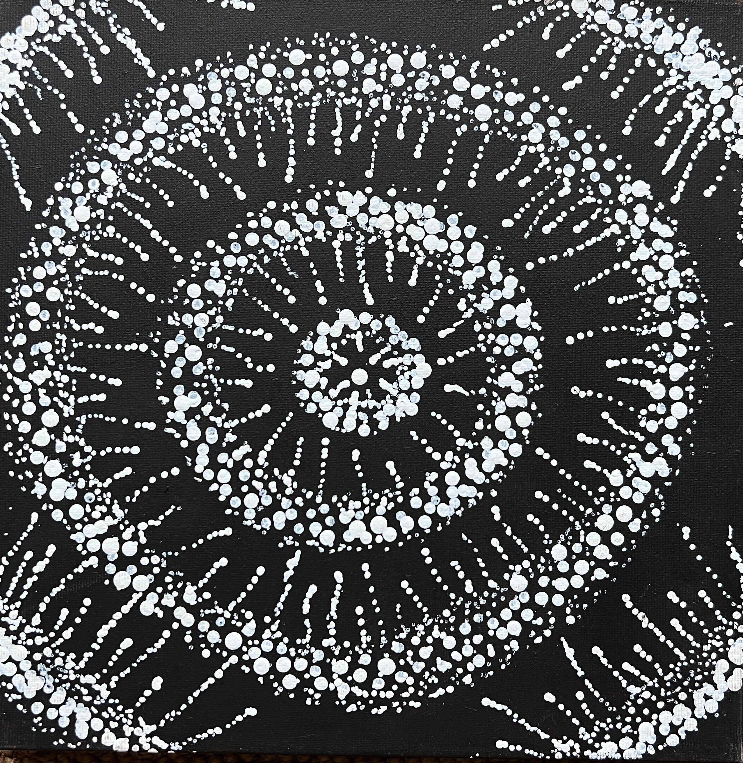 'Mina Mina Dreaming’ by Sabrina Napangardi Granites, acrylic on canvas, Warlpiri artist from Yuendumu.