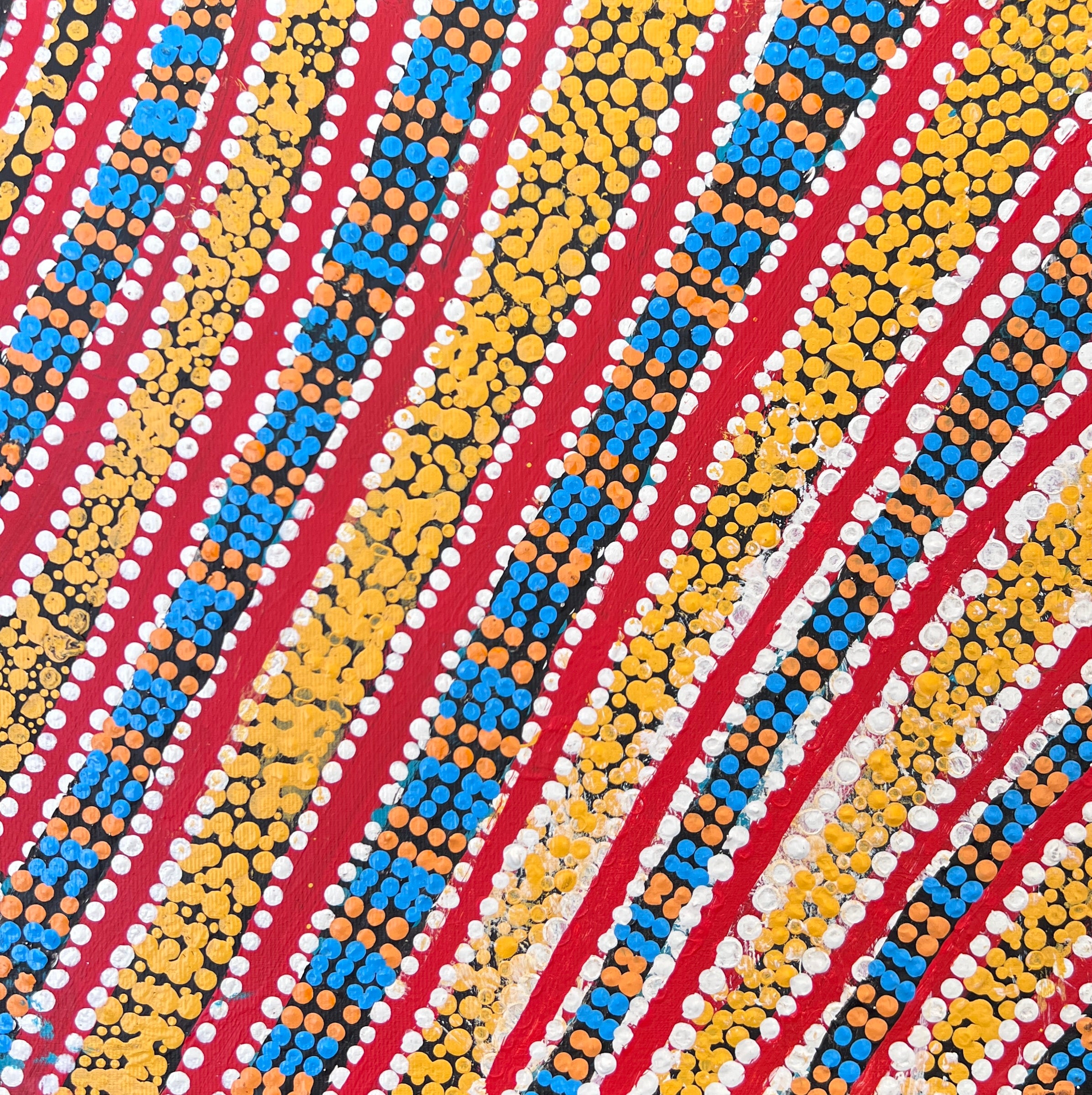 'Desert Truffle Dreaming' by Tina Napangardi Martin, 30x30cm, Central Desert Aboriginal artwork. 