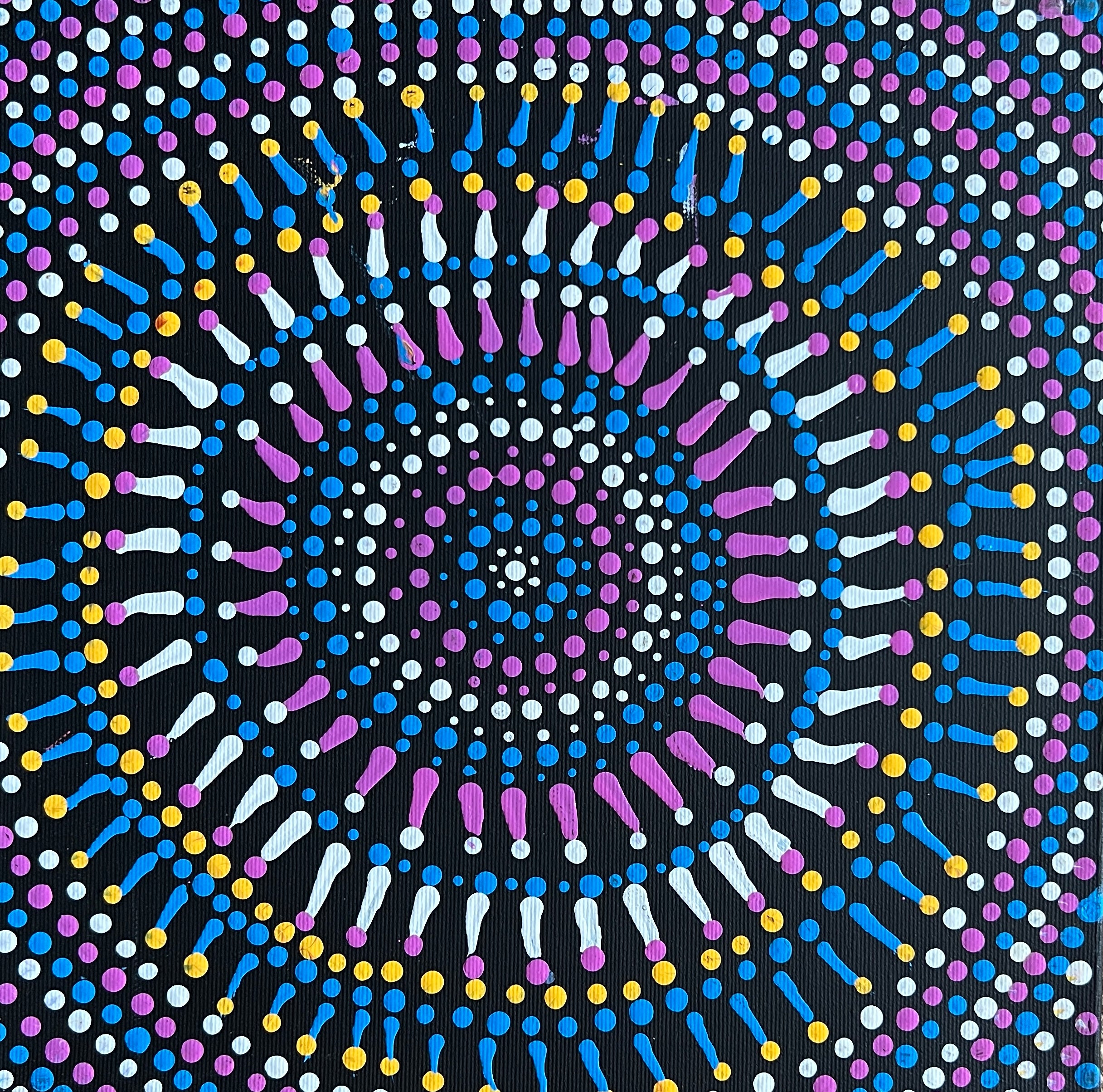 Central desert Aboriginal artwork.  Desert Truffle Dreaming by Tina Napangardi Martin, Walpari Artist from Yuendumu, 30cm x 30cm
