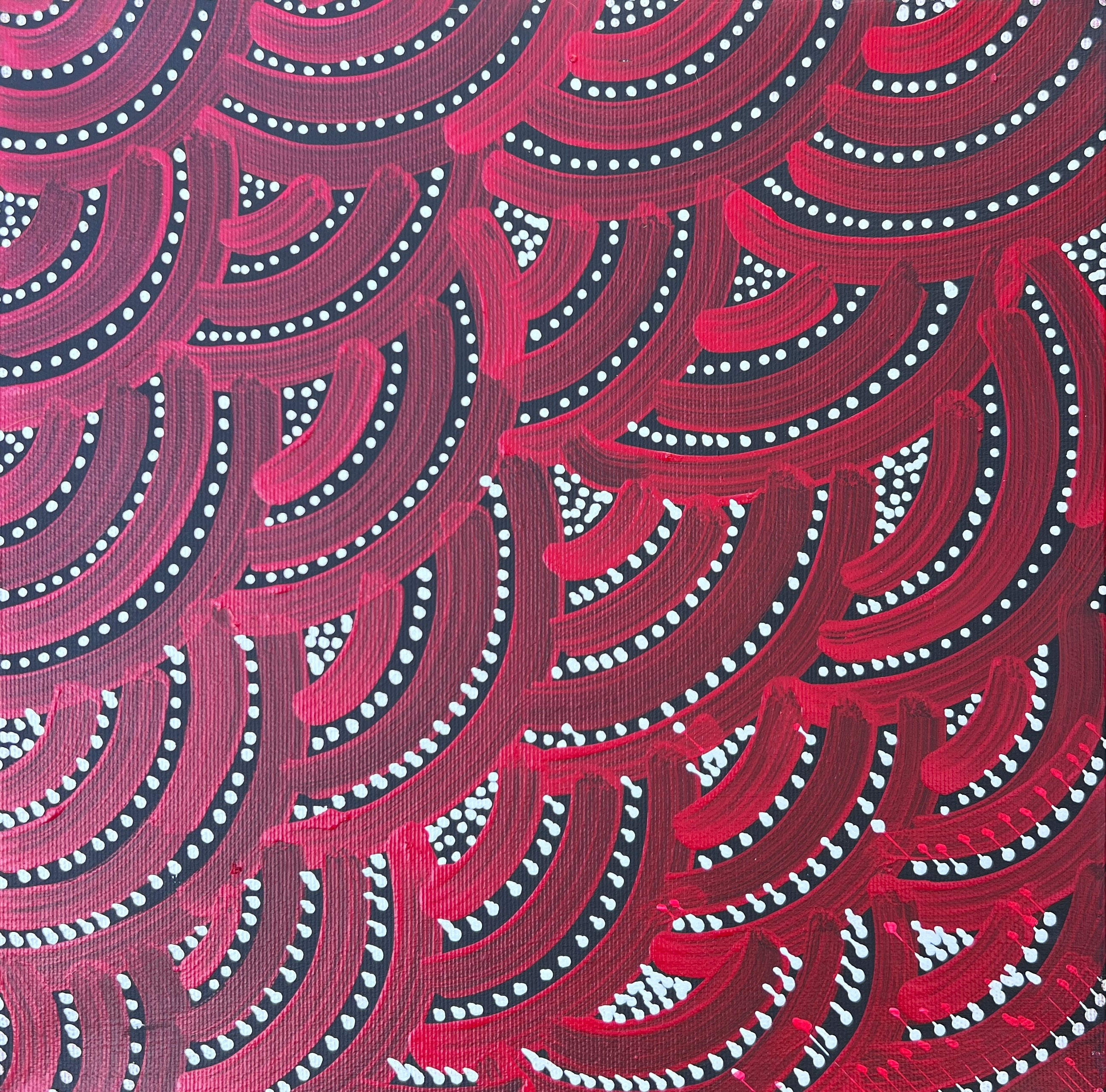 'Water Dreaming' by Wendy Nungarrayi Brown, 30x30cm, Central Desert Aboriginal artwork. 