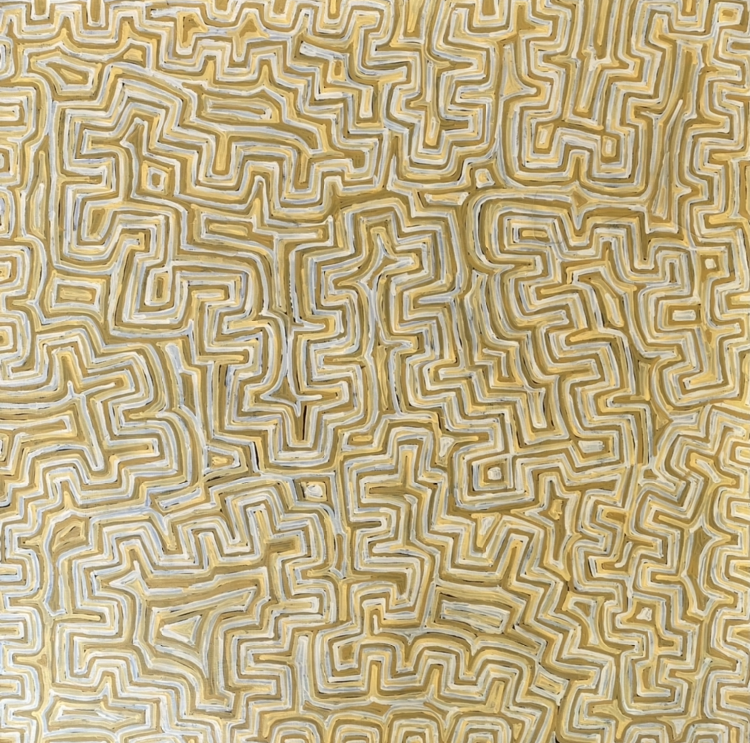 Lukarrara Jukurrpa ( Desert Fringe-rush Seed Dreaming) - 107cm x 107cm