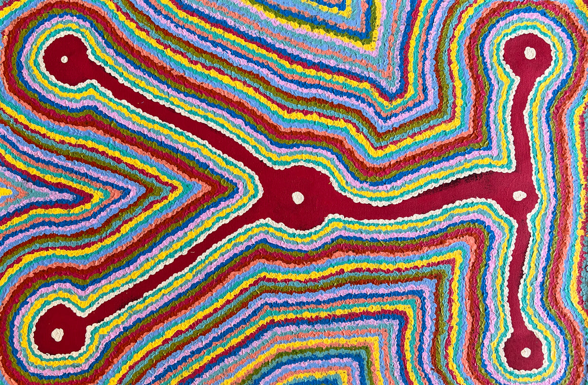 Lukarrara Jukurrpa ( Desert Fringe-rush Seed Dreaming) - 91cm x 61cm