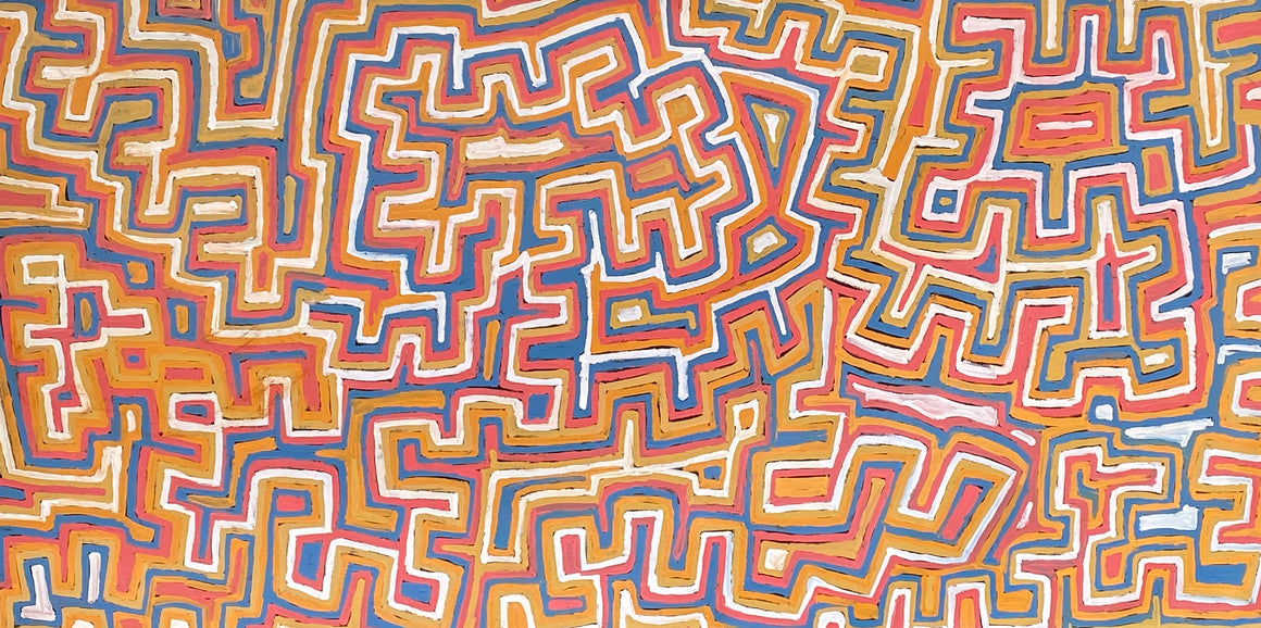 Lukarrara Jukurrpa ( Desert Fringe-rush Seed Dreaming) - 152cm x 76cm